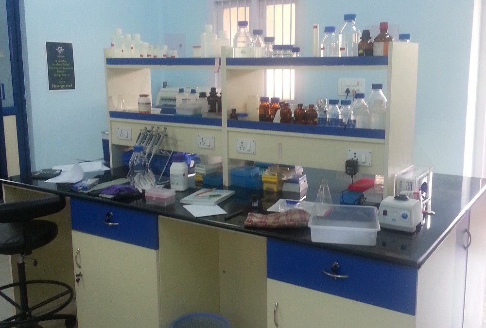 Lab Table with Reagent Racks